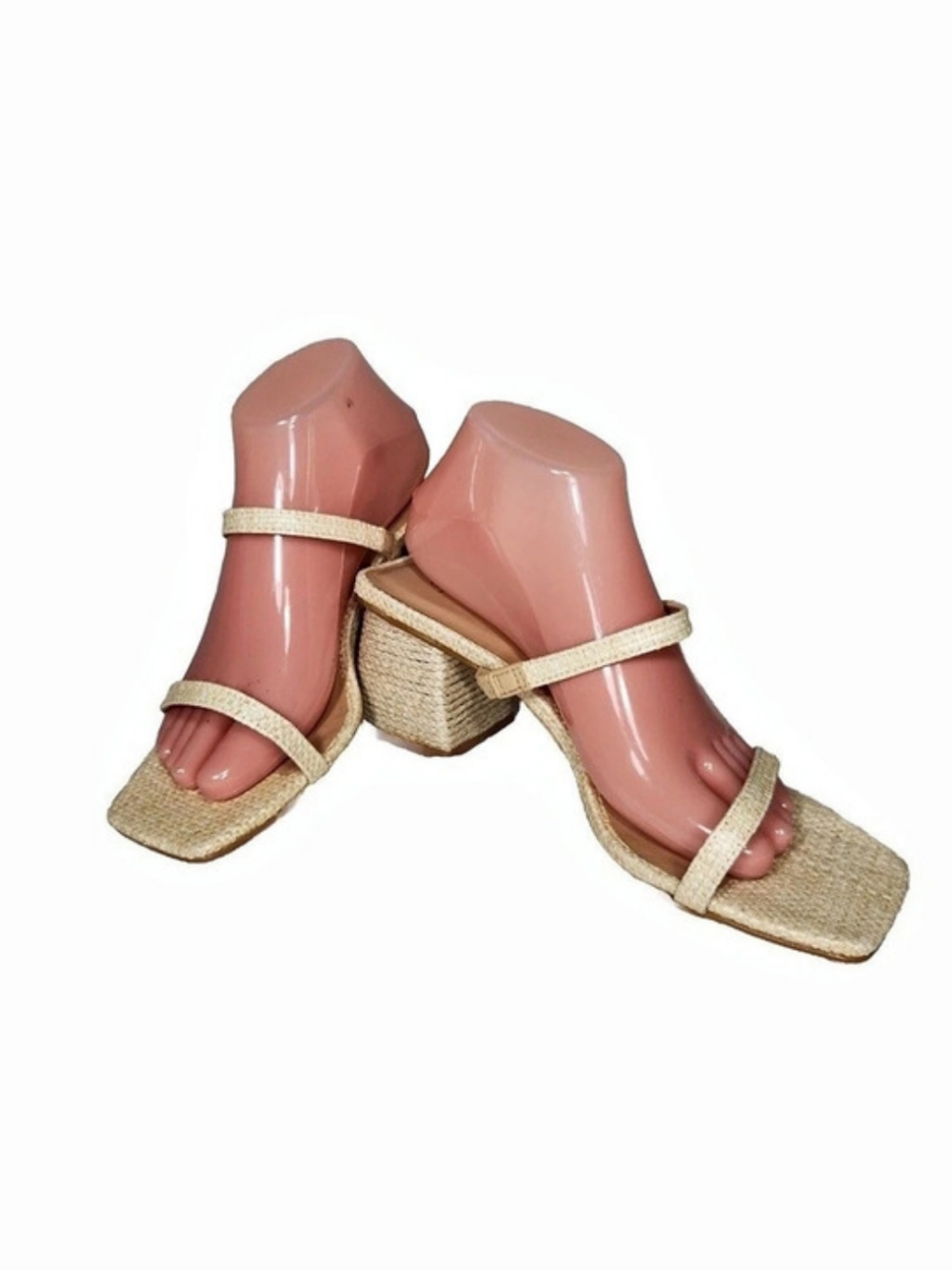 Splendid Women's Size 9 Beige Meli Toe Block Heel Slip On Sandals Shoes 177